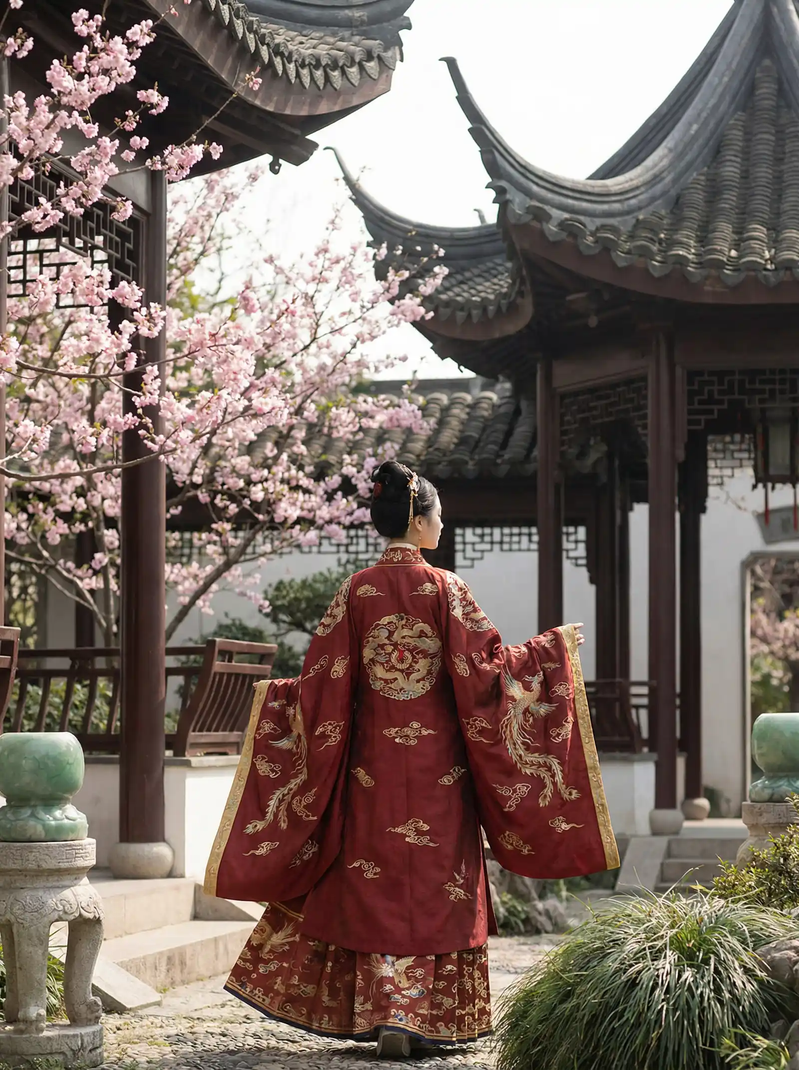 麻仓优下马番号 明制汉服红色凤凰刺绣